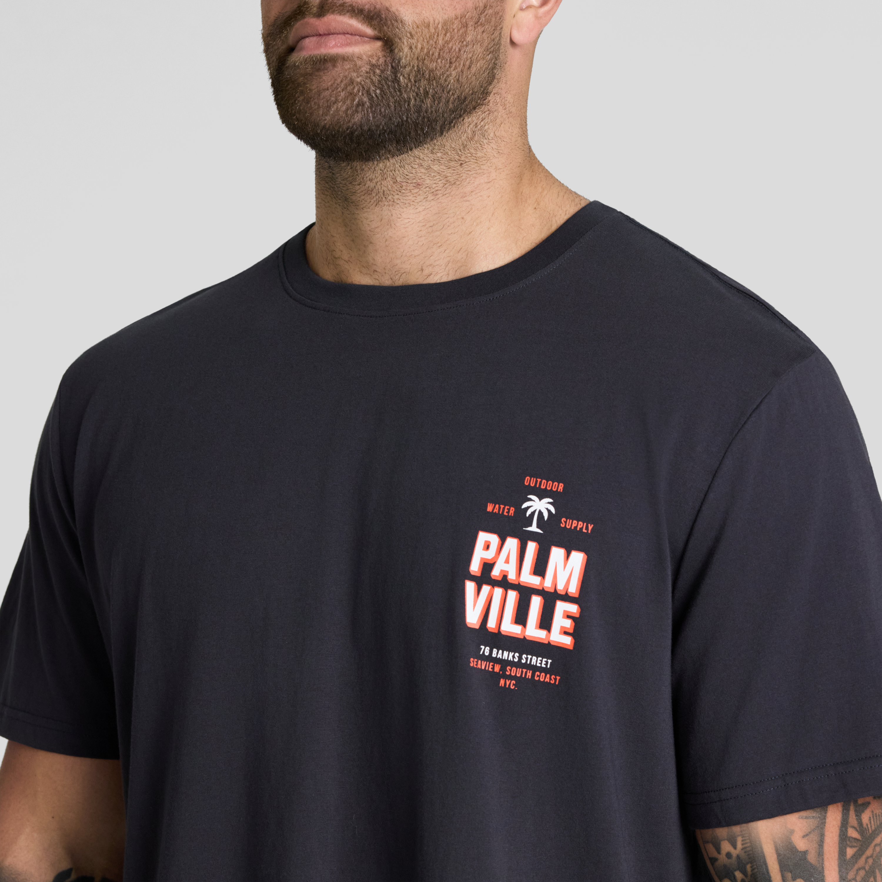 Charcoal Palmville  Print Tee