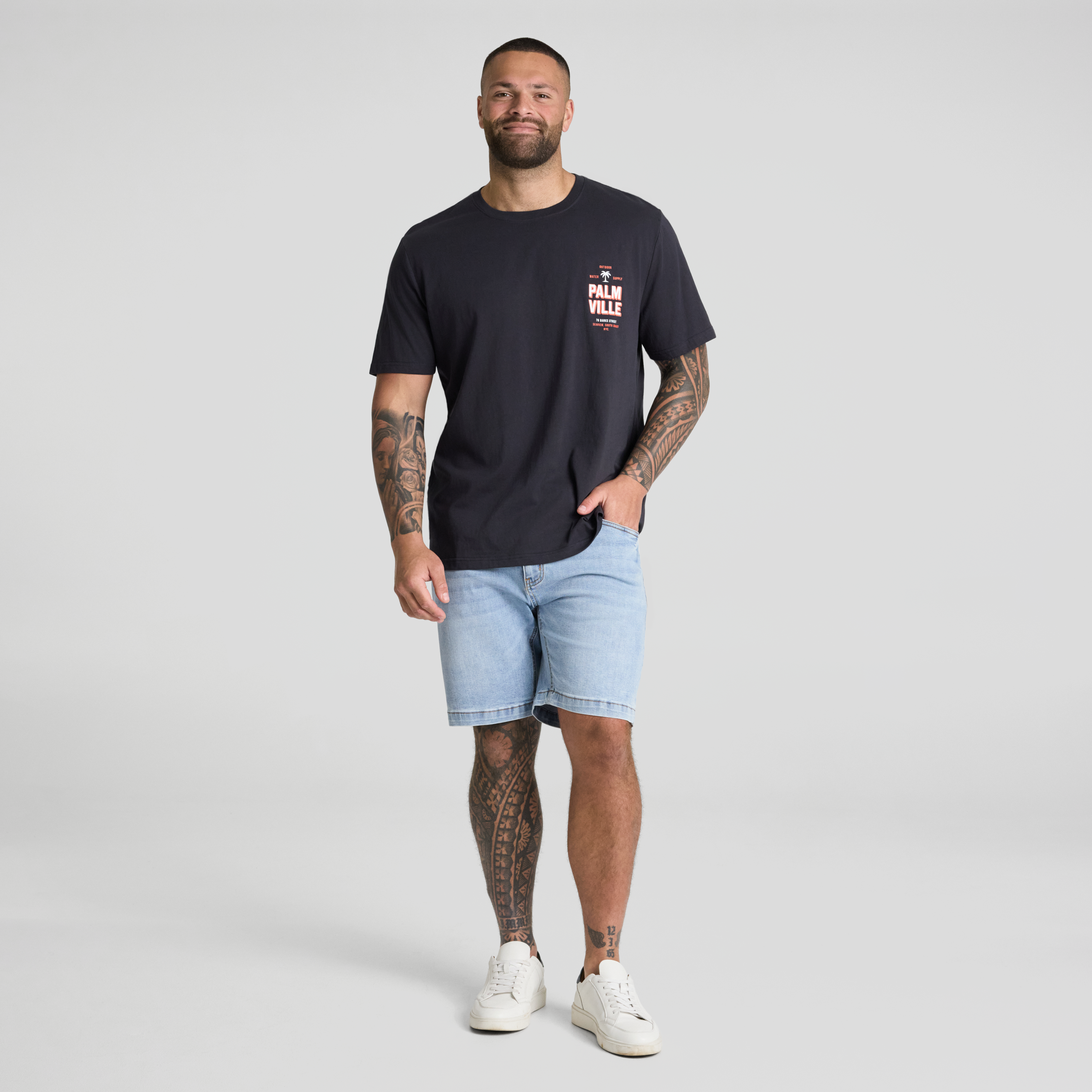 Charcoal Palmville  Print Tee